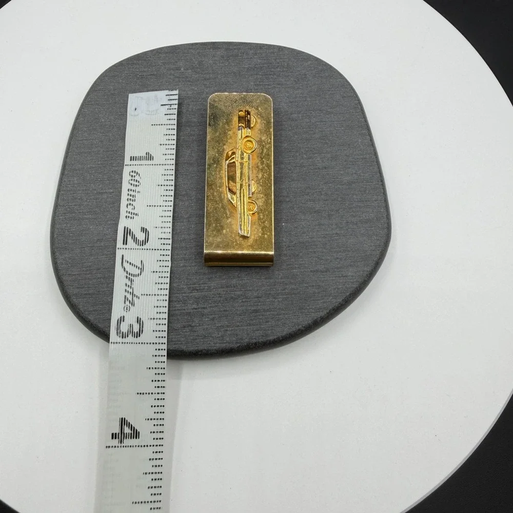 Gold Tone Classic Car Money Clip Raised Automobile Motif Collectible Mens Gift